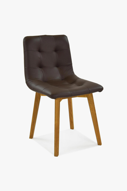 Krzesło dębowe ze skóry ciemnobrązowe, Leonardo , {PARENT_CATEGORY_NAME - 1