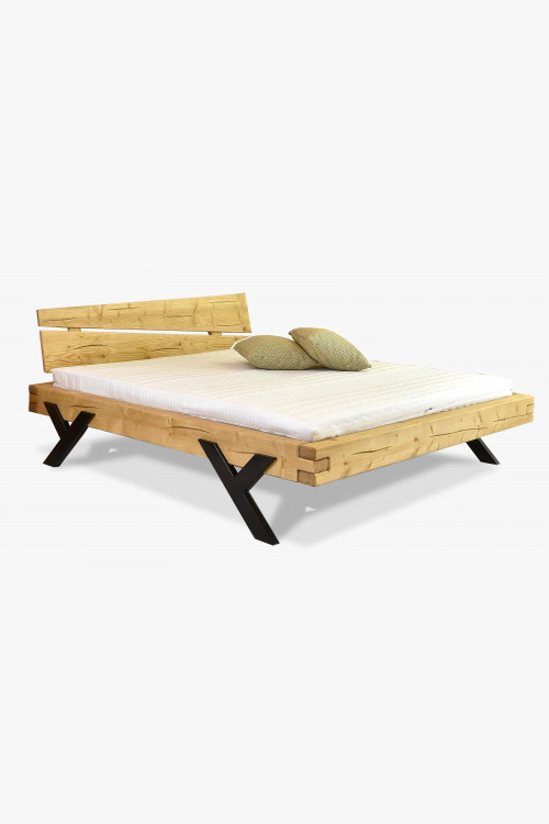 Łóżko designerskie z belek, nogi stalowe w kształcie litery Y, 160 x 200 cm , {PARENT_CATEGORY_NAME - 1