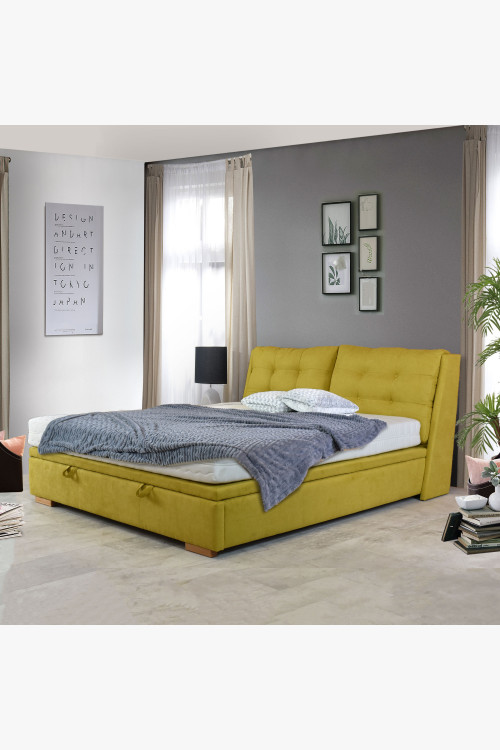 Łóżko tapicerowane 180 x 200 ze schowkiem żółte, Novi , {PARENT_CATEGORY_NAME - 0